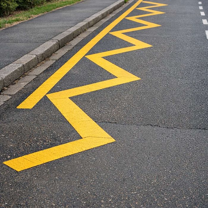 Marquage au sol en zigzag jaune : signification et règles