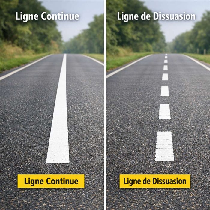 Différence ligne continue et ligne de dissuasion : règles clés