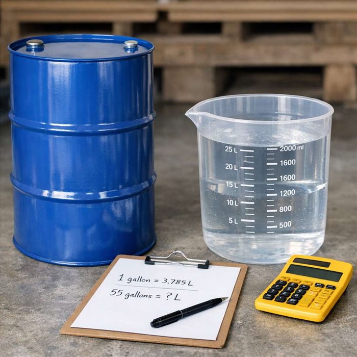 55 gallons en litres : conversion exacte et simple à retenir